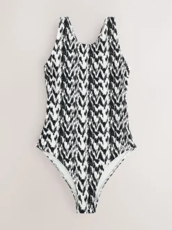 Next Ikat noir/crème - Maillot de bain Essential galbant le col haut Discount