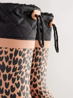 Next Impression animale brune - Bottes en caoutchouc resserrées New