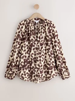 Next - Chemisier manches longues à col V Impression animale rose Discount