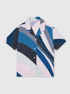 Reiss Impression bleue - Tommi Chemises à col cubain imprimé Sale