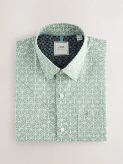 Next Impression de paume verte - Chemise Oxford Easy Iron avec manches courtes Outlet