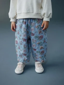 Next Impression Florale Bleue - Jean barrel Pullon (3mois à7ans) Clearance