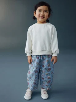 Next Impression Florale Bleue - Jean barrel Pullon (3mois à7ans) Clearance