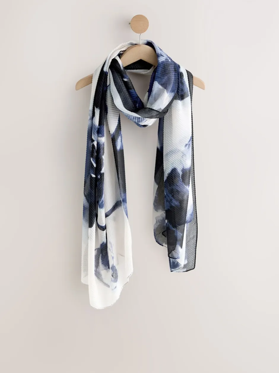 Next - Foulard plissé léger Impression Florale Bleue Sale