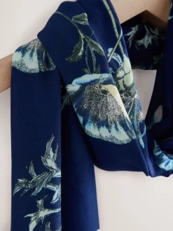 Next - Écharpe légère Imprimé Kew Collection Impression florale marine Clearance