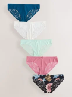 Next Impression florale noire - No VPL Lace Back Briefs 5 Pack Brésilien