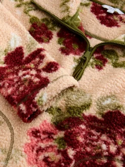 Next - Polaire douce en polaire en peau de mouton à col zippé Impression florale rose Outlet