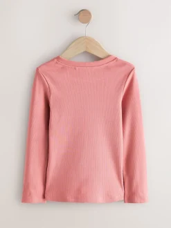 Next - T-shirts côtelés à manches longues Lot de 4 (3à16ans) Impression florale rose Outlet