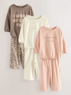 Next Imprimé à slogan écru/rose - Lot de 3 pyjamas Amples (9mois à10ans) Best