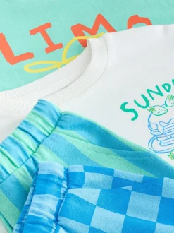 Next Imprimé alimentaire vert/blanc - Ensemble t-shirt et short à manches courtes Lot de 2 (3mois7ans) Discount