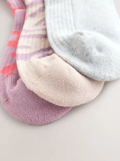 Next Imprimé animal - Lot de 3 paires de chaussettes côtelées à semelle rembourrée en coton majoritaire Clearance