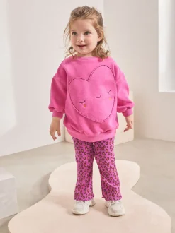 Next Imprimé Animal cœur rose - Ensemble sweat et legging évasé (3mois-7ans)