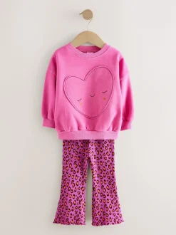 Next Imprimé Animal cœur rose - Ensemble sweat et legging évasé (3mois-7ans)