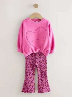 Next Imprimé Animal cœur rose - Ensemble sweat et legging évasé (3mois-7ans)