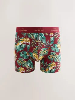 Next Imprimé Animal feuilles Vert/Bleu - Lot de 4 boxers Signature en coton majoritaire Sale