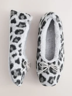Next Imprimé animal gris - Chaussons plats Ballerina Discount