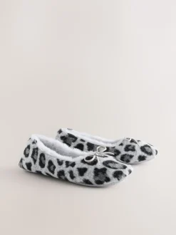 Next Imprimé animal gris - Chaussons plats Ballerina Discount
