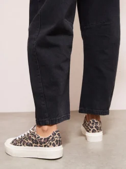 Friends Like These Imprimé animal léopard - Baskets basses décontractées en toile Flatform à lacets Hot