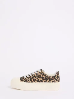 Friends Like These Imprimé animal léopard - Baskets basses décontractées en toile Flatform à lacets Hot