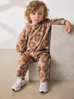 Next Imprimé animal marron fauve - Ensemble Sweat-shirt à capuche et Joggers (3mths-7yrs) Hot