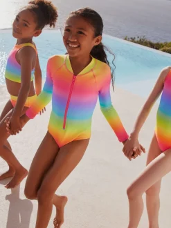 Next - Maillot de bain Sunsafe à manches longues (3mois-16ans) Imprimé arc-en-ciel dégradé Best