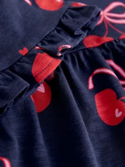 Next Imprimé cerise bleu marine - Manches courtes Jersey Robe (3-16yrs) Sale