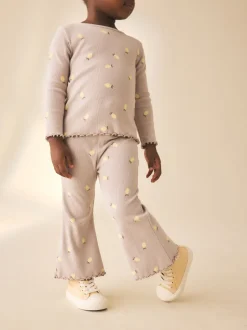 Next - Leggings évasés à côtes (3mths-7yrs) Imprimé citron neutre Outlet