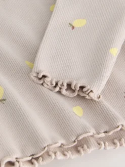 Next - T-shirt à manches longues en côtes (3mths-7yrs) Imprimé citron neutre