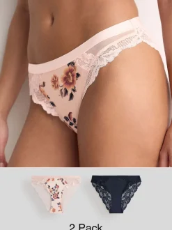 Next Imprimé crème/bleu marine - Culottes Discount