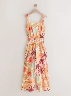 Next Imprimé fleuri rose - Combinaison en jersey à col carré et jambe large Best