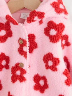Next Imprimé fleuri rose sur l’ensemble - Veste bébé à capuche en peau lainée (0mois2ans) New