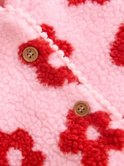 Next Imprimé fleuri rose sur l’ensemble - Veste bébé à capuche en peau lainée (0mois2ans) New