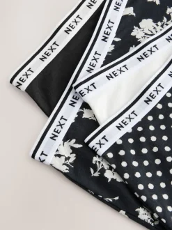 Next - Lot de 4 culottes à logo en coton Imprimé floral noir / blanc