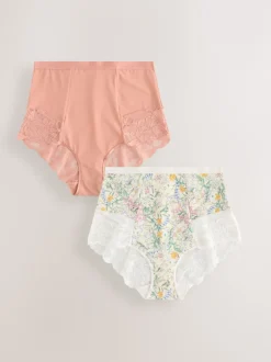 Next Imprimé floral/rose pâle - Lot de 2 culottes en dentelle sculptante Online