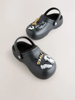 Next Imprimé football noir - Sabots chaussons doublés chauds Discount