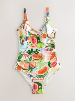 Next - Maillot de bain moulant avec contrôle du ventre Imprimé fruit vif/tropical Sale
