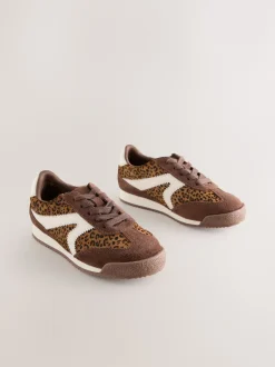 Next Imprimé léopard en daim - Baskets à lacets Discount