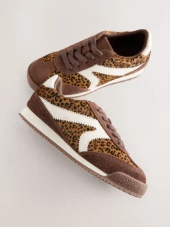 Next Imprimé léopard en daim - Baskets à lacets Discount
