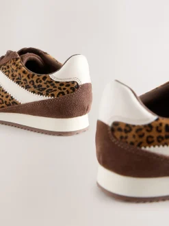 Next Imprimé léopard en daim - Baskets à lacets Discount