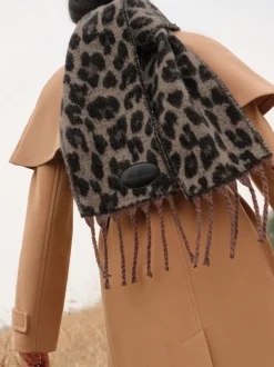 Love & Roses - Écharpe brossée Imprimé léopard foncé Outlet