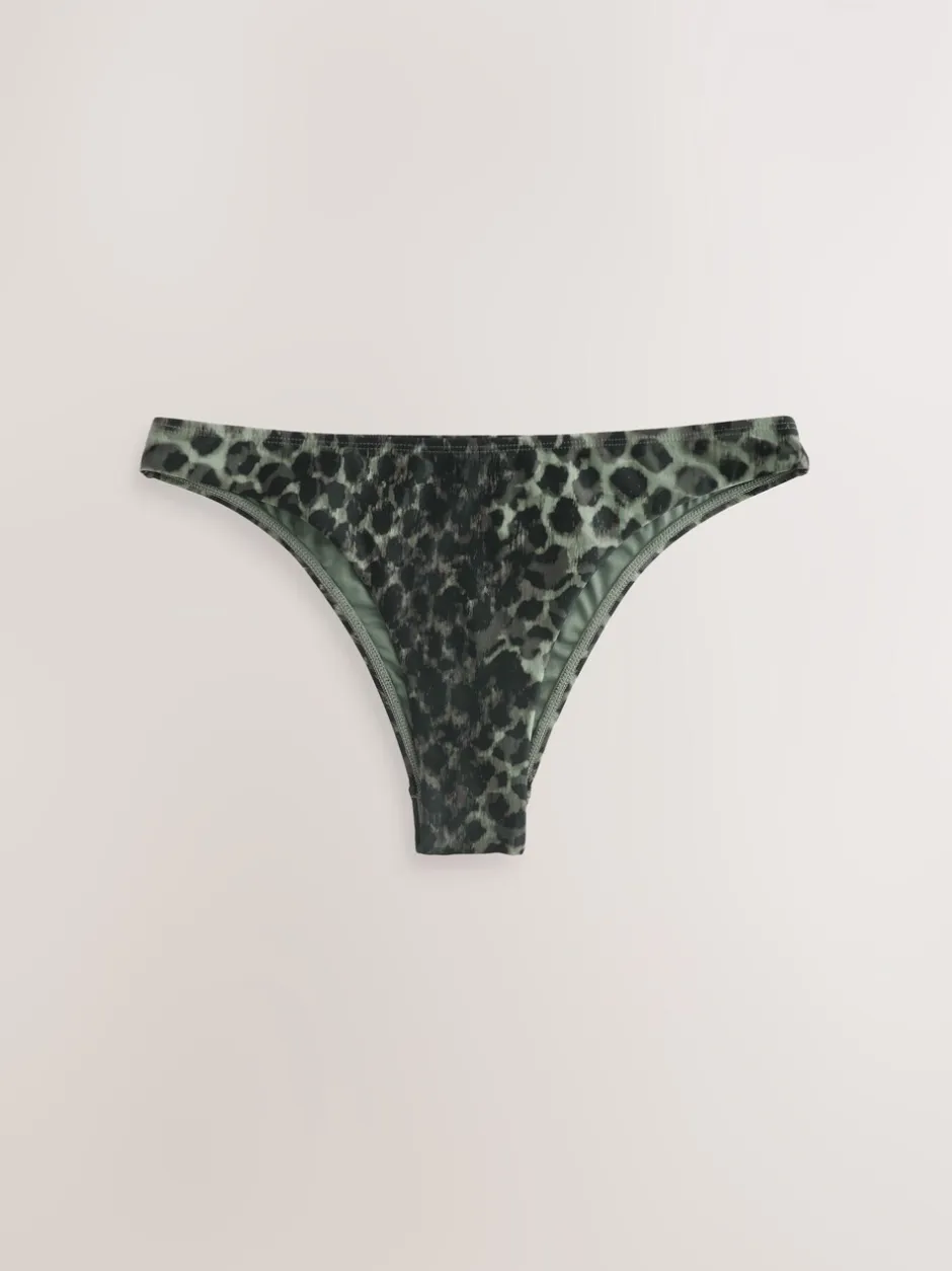 Next Imprimé léopard vert/noir - Bas de bikini brésilien haut New