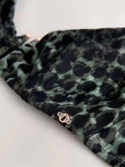 Next Imprimé léopard vert/noir - Haut de bikini non rembourré à armatures