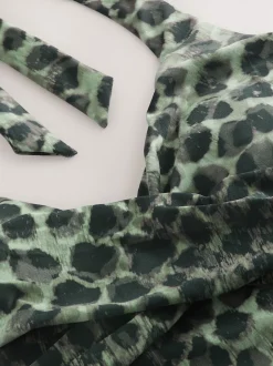 Next Imprimé léopard vert/noir - Maillot de bain dos nu qui contrôle le ventre Best