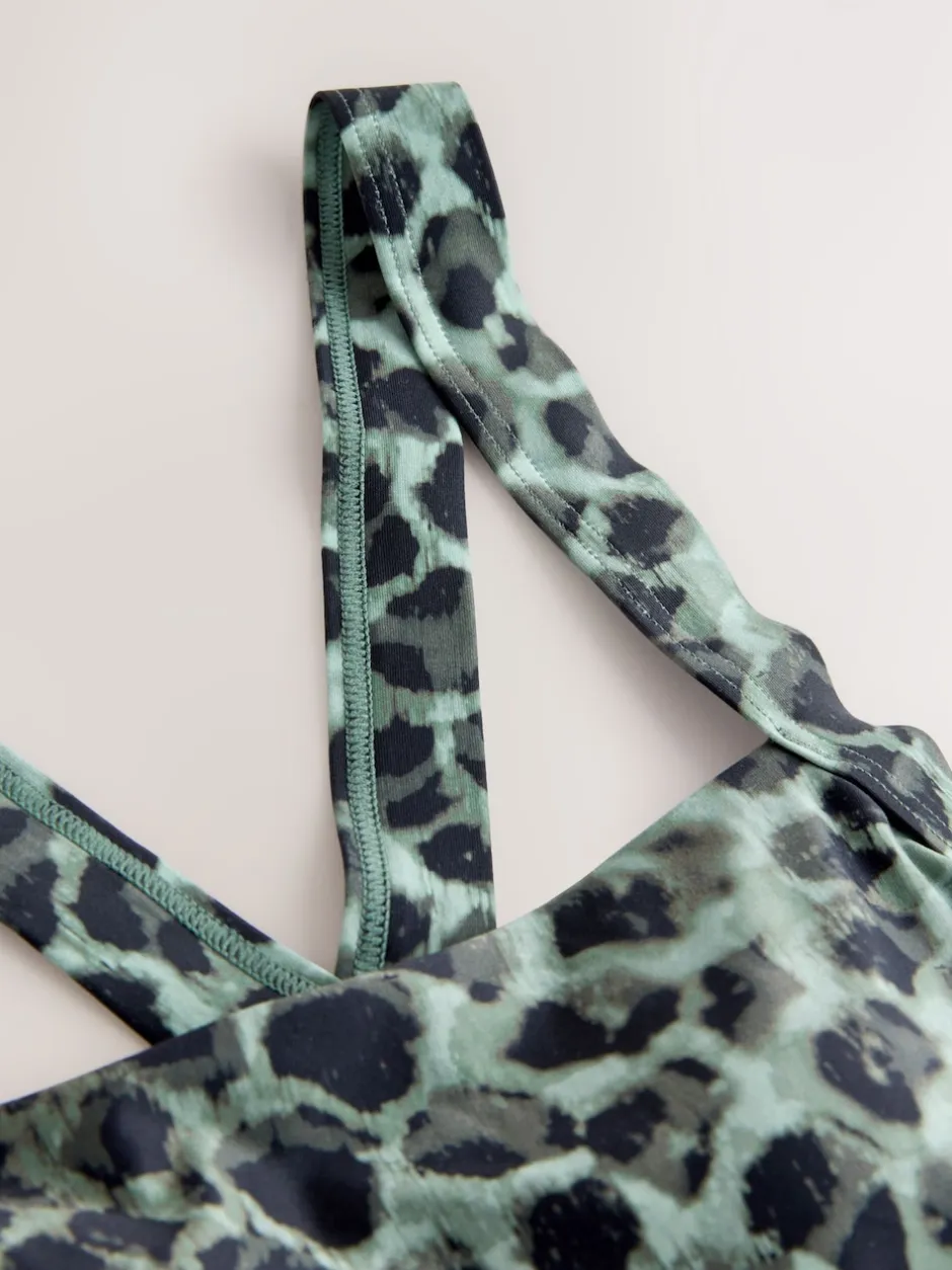 Next Imprimé léopard vert/noir - Robe de bain à jupes avec contrôle du ventre Clearance