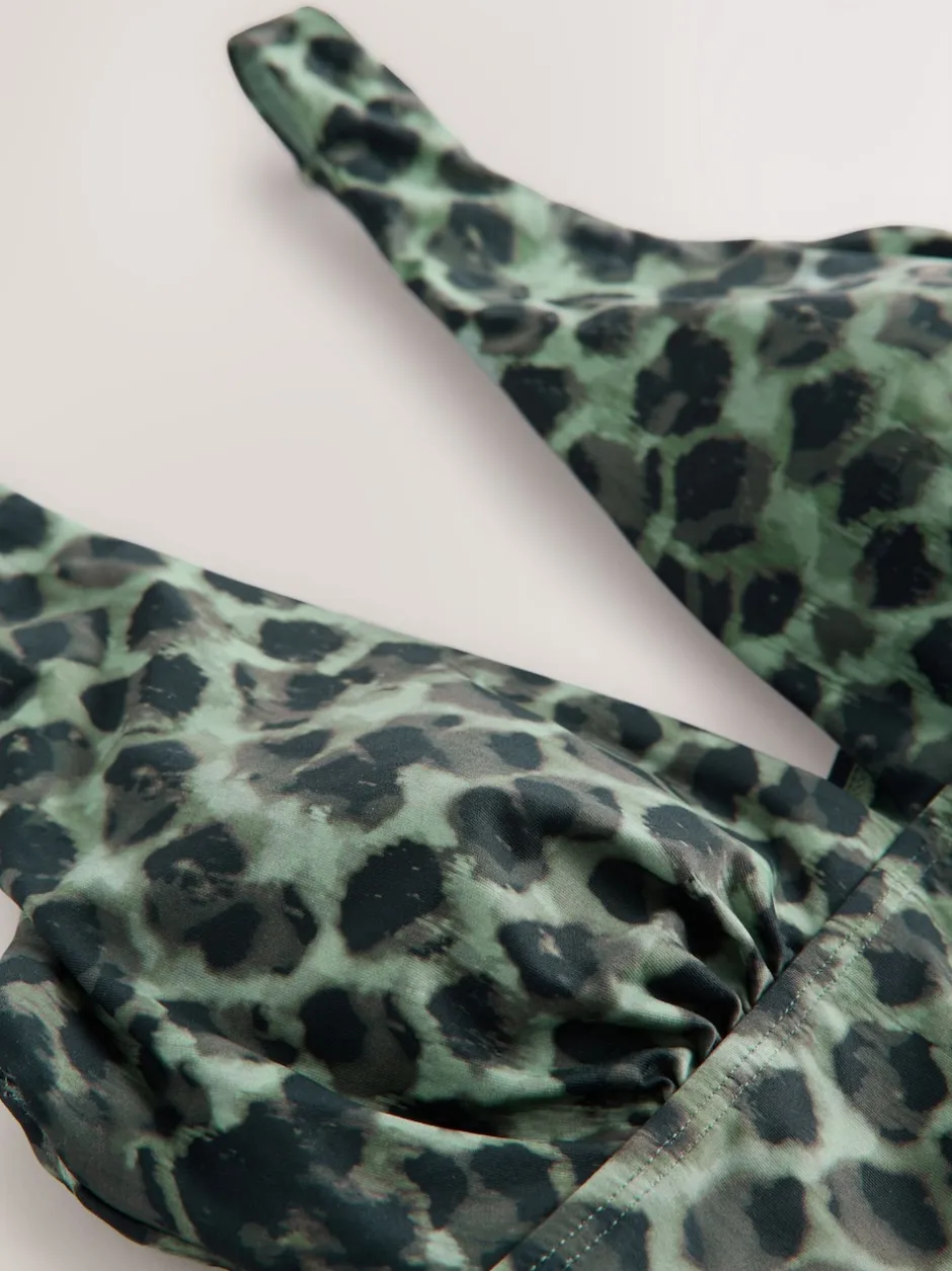 Next Imprimé léopard vert/noir - Top de Tankini Plongeant avec Contrôle du Tummy Clearance