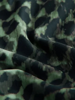 Next Imprimé léopard vert/noir - Top de Tankini Plongeant avec Contrôle du Tummy Clearance