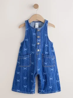 Next Imprimé nœud - Combinaison Denim sans manches (3mois-8ans) Clearance
