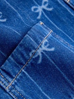 Next Imprimé nœud - Combinaison Denim sans manches (3mois-8ans) Clearance