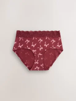 Next Imprimé nœud baies - Lot de 4 culottes en coton et dentelle Mi-long Sale
