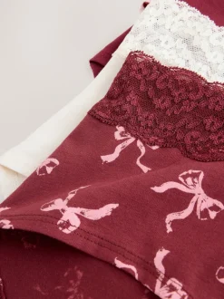 Next Imprimé nœud baies - Lot de 4 culottes en coton et dentelle Mi-long Sale